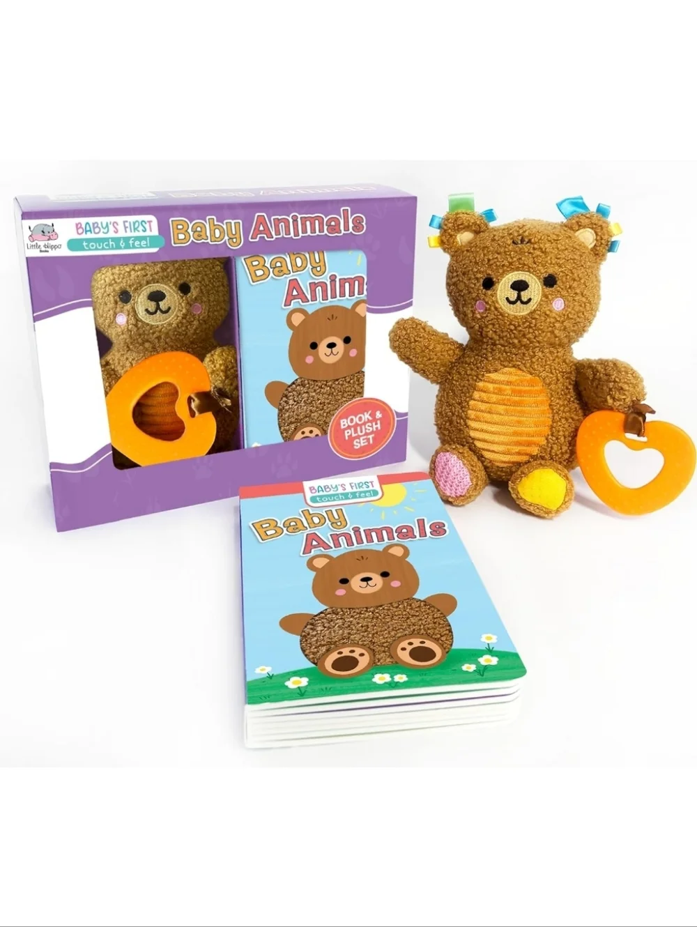 Little Hippo Books Baby's First Touch & Feel Plush Animal & Book Set NEW